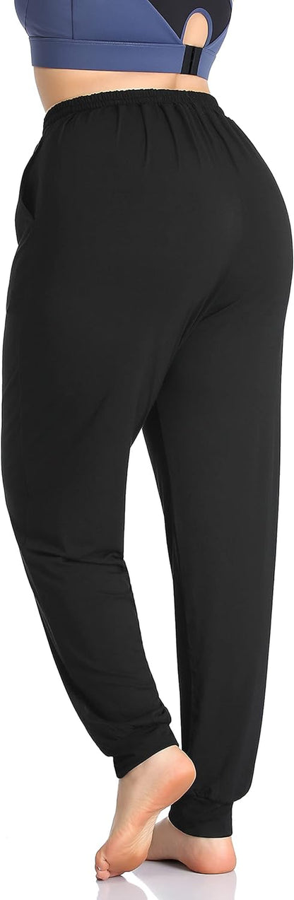 Women's Plus Size Casual Lounge Yoga Pants - Comfortable Relaxed Joggers with Drawstring and Pockets