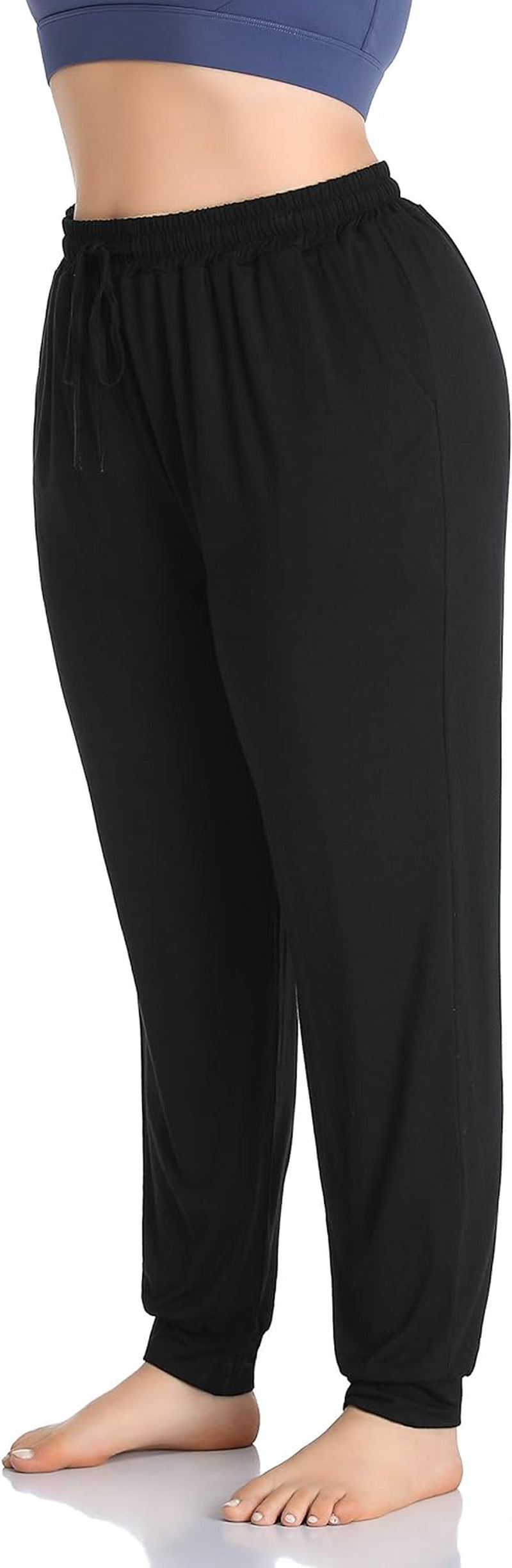 Women's Plus Size Casual Lounge Yoga Pants - Comfortable Relaxed Joggers with Drawstring and Pockets